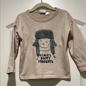Zara | (2-3Y) Kids Beige Long-Sleeve Top - Always Happy Thoughts Charlie Brown